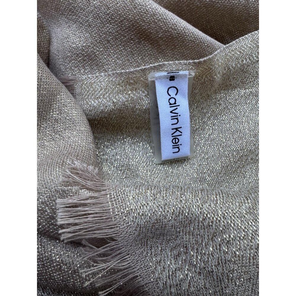 Calvin Klein Solid Gold Metallic Wrap Scarf Swimsuit CoverUp Oversized Nordstrom - Picture 10 of 12